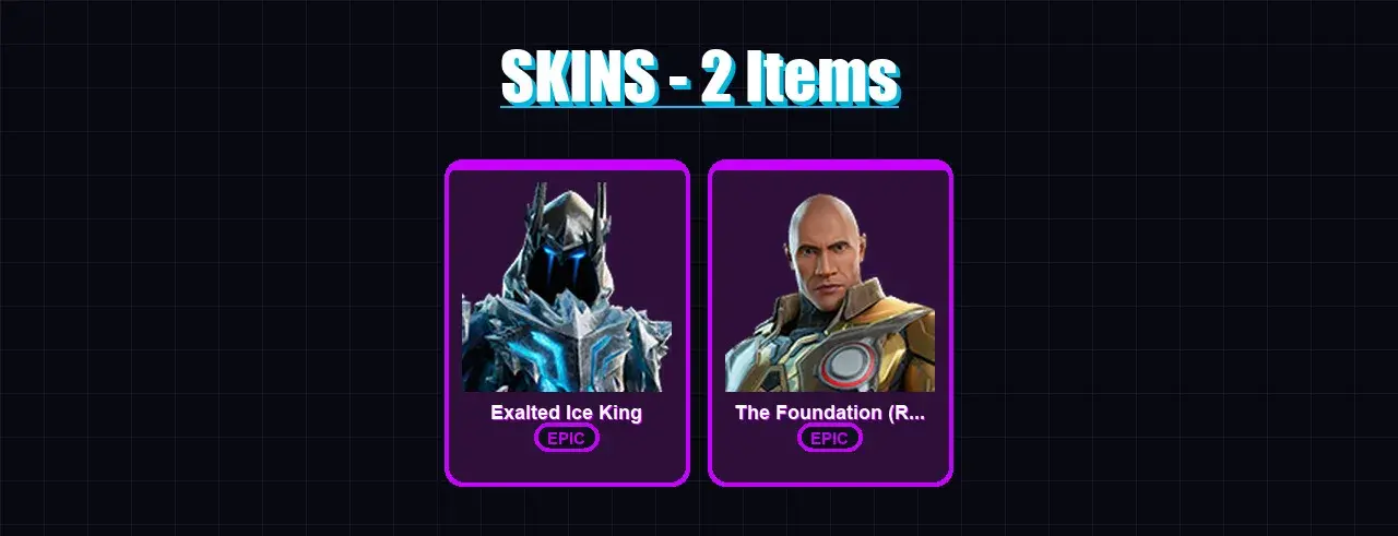 [PC/XBOX/PSN] | Exalted Ice King | The Foundation (Reforged) | 2 skin | 6 pickaxe | 4 emote | 10 glider | Lv45 — pré-visualização principal
