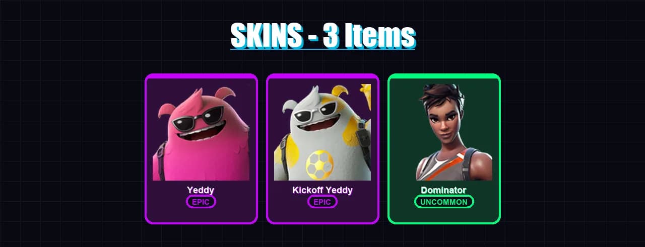 [PC/XBOX/PSN] | Yeddy | Kickoff Yeddy | Dominator | 3 skin | 9 pickaxe | 2 emote | 4 glider | Lv81 — main preview