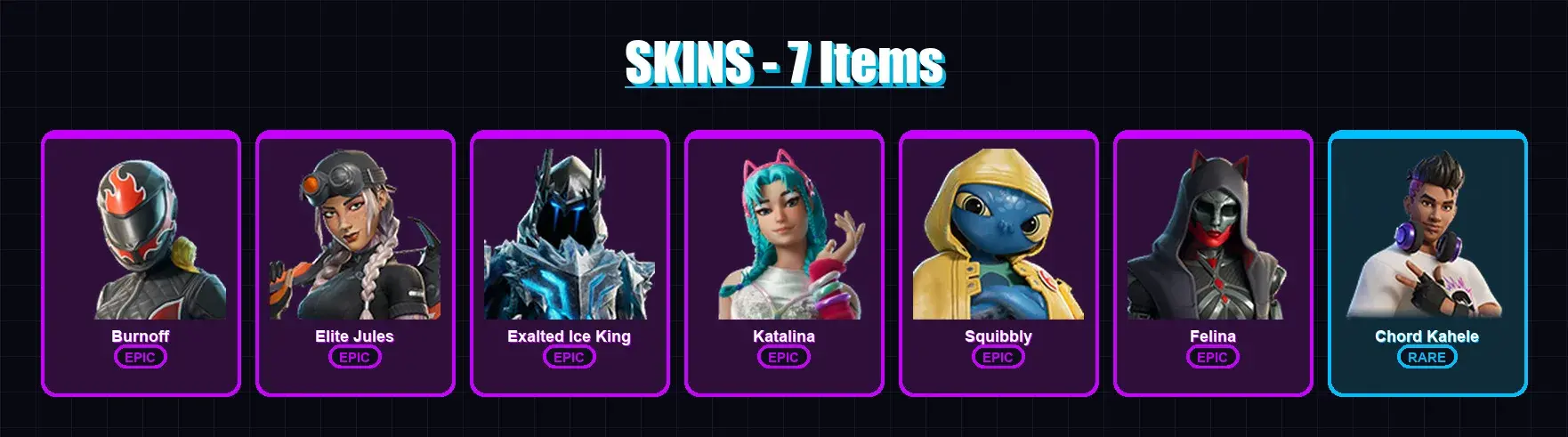 [PC/XBOX/PSN] | Burnoff | Elite Jules | Exalted Ice King | Katalina | Squibbly | 7 skin | 29 pickaxe | 10 emote | 21 glider | Lv227 — Hauptvorschau