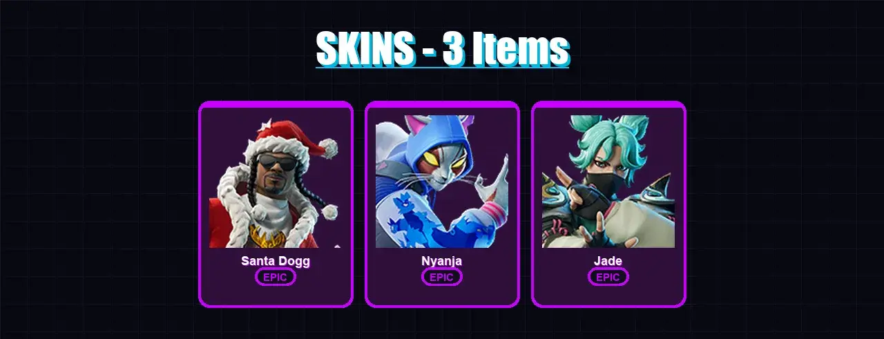 [PC/XBOX/PSN] | Santa Dogg | Nyanja | Jade | 3 skin | 8 pickaxe | 7 emote | 7 glider | Lv34 — main preview