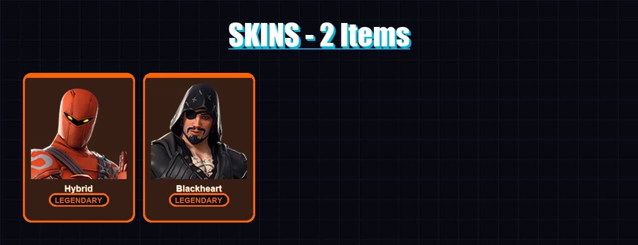 [PC/XBOX/PSN] | Hybrid | Blackheart | 2 skin | 4 pickaxe | 5 emote | 1 glider | Lv56 — main preview