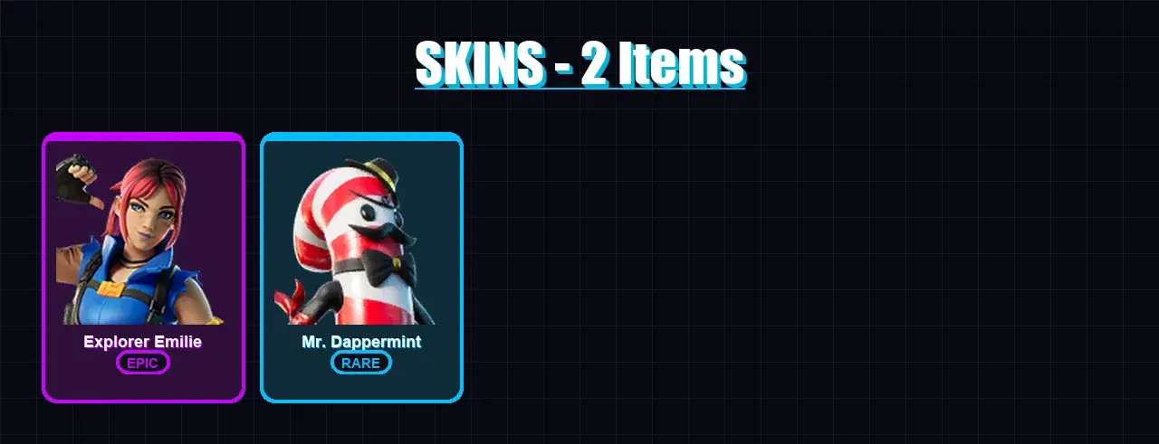 [PS4/PS5/XBOX/PC] | Explorer Emilie | Mr. Dappermint | 2 skin | 15 pickaxe | 10 emote | 12 glider | Lv103 — 메인 미리보기