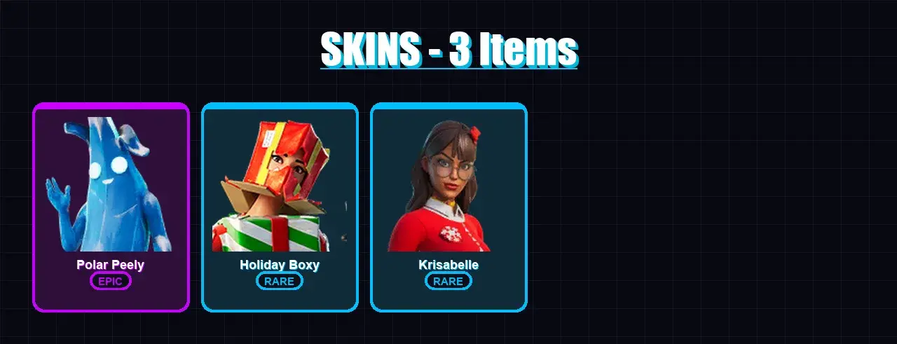 [PC/XBOX/PSN] | Polar Peely | Holiday Boxy | Krisabelle | 3 skin | 7 pickaxe | 5 emote | 4 glider | Lv41 — основное превью