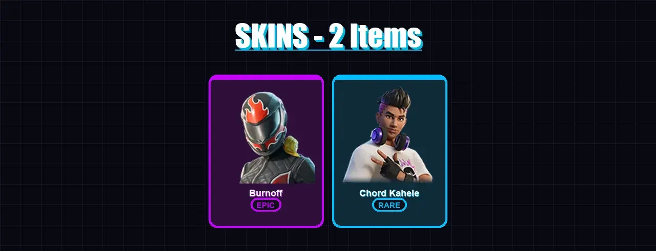 [PC/XBOX/PSN] | Burnoff | Chord Kahele | 2 skin | 12 pickaxe | 3 emote | 4 glider | Lv34 — main preview