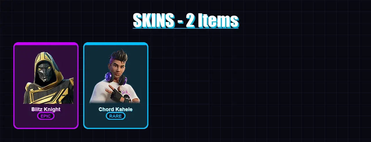 [PC/XBOX/PSN] | Blitz Knight | Chord Kahele | 2 skin | 12 pickaxe | 4 emote | 7 glider | Lv70 — main preview