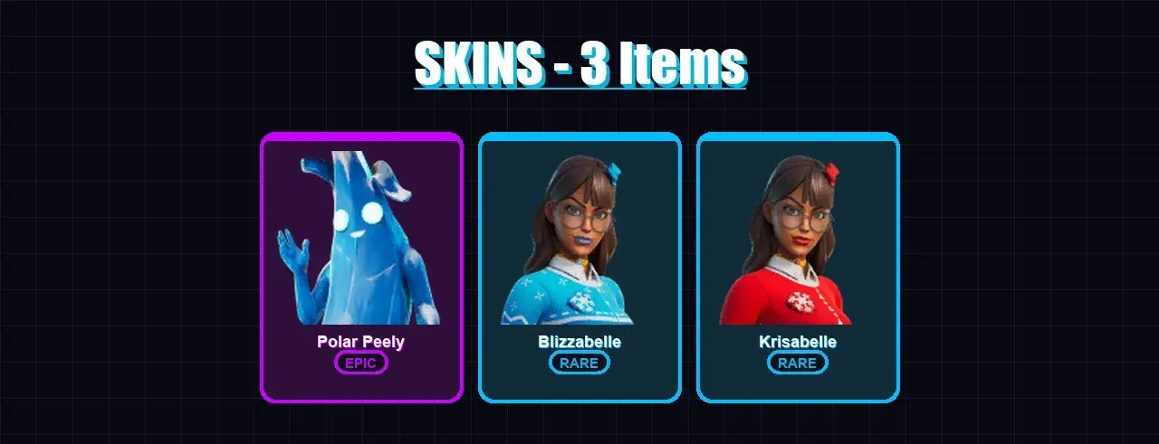 [PC/XBOX/PSN] | Polar Peely | Blizzabelle | Krisabelle | 3 skin | 10 pickaxe | 6 emote | 9 glider | Lv75 — główny podgląd