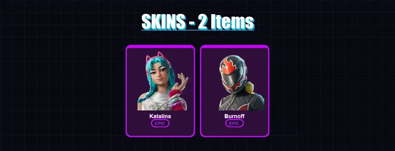 [PC/XBOX/PSN] | Katalina | Burnoff | 2 skin | 5 pickaxe | 3 emote | 5 glider | Lv38 — ana önizleme