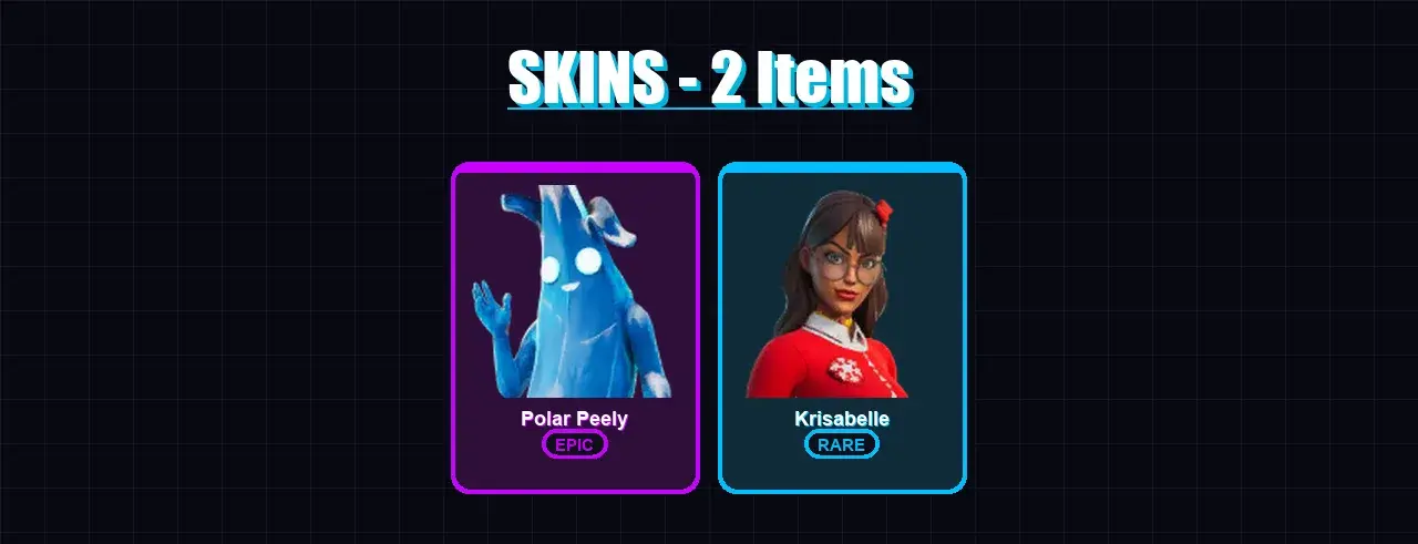 [PC/XBOX/PSN] | Polar Peely | Krisabelle | 2 skin | 4 pickaxe | 3 emote | 4 glider | Lv15 — ana önizleme