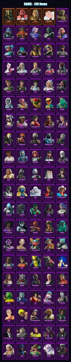[PS4/PS5/XBOX/PC] | Hades | Valeria | Zeus | Peter Griffin | Young Adult Groot | 139 skin | 156 pickaxe | 123 emote | 100 glider | Lv1071 — メインプレビュー