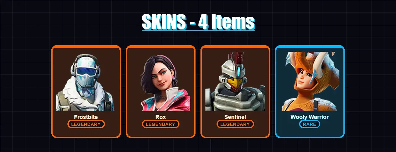 [PC/XBOX/PSN] | Frostbite | Rox | Sentinel | Wooly Warrior | 4 skin | 10 pickaxe | 7 emote | 8 glider | Lv128 — main preview