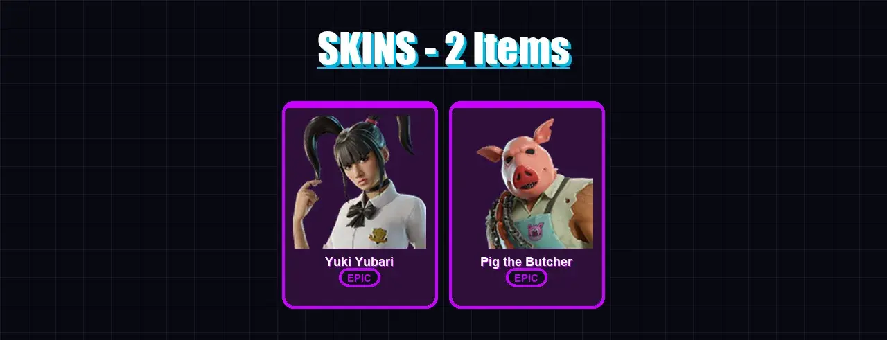[PC/XBOX/PSN] | Yuki Yubari | Pig the Butcher | 2 skin | 5 pickaxe | 2 emote | 5 glider | Lv32 — main preview
