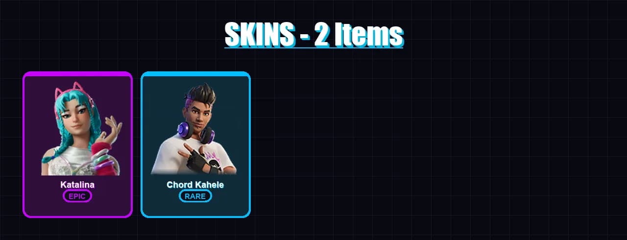 [PC/XBOX/PSN] | Katalina | Chord Kahele | 2 skin | 9 pickaxe | 5 emote | 6 glider | Lv89 — المعاينة الرئيسية