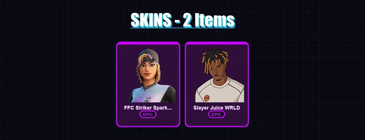 [PC/XBOX/PSN] | FFC Striker Sparkplug | Slayer Juice WRLD | 2 skin | 6 pickaxe | 3 emote | 8 glider | Lv66 — main preview