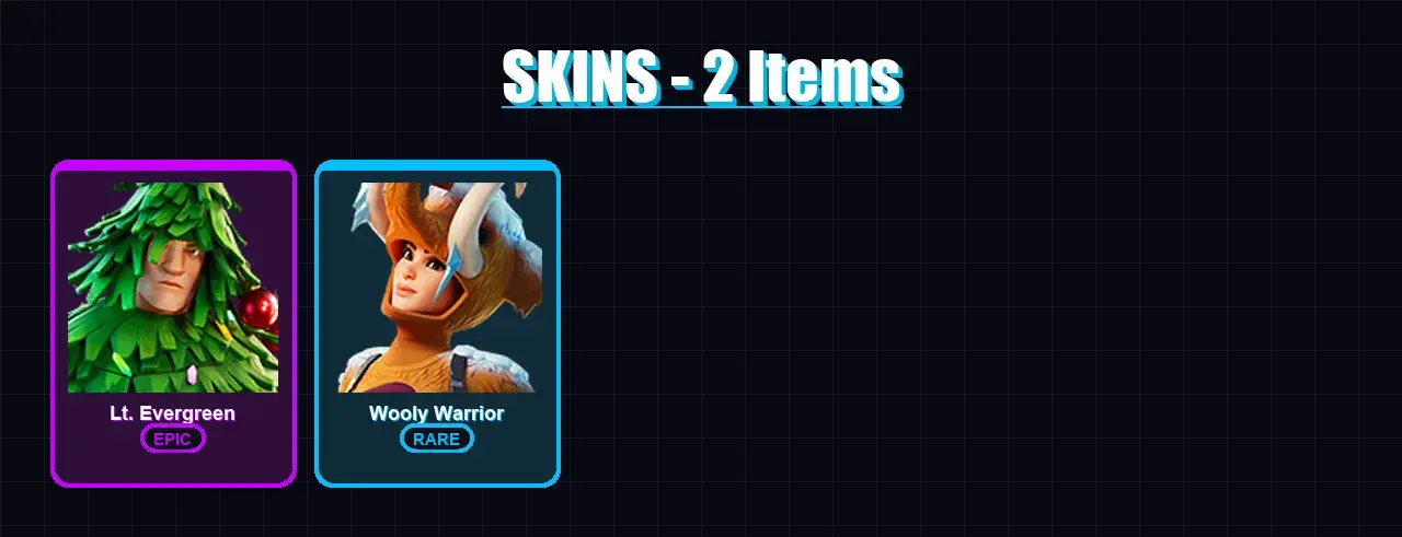 [PC/XBOX/PSN] | Lt. Evergreen | Wooly Warrior | 2 skin | 6 pickaxe | 9 emote | 7 glider | Lv145 — ana önizleme