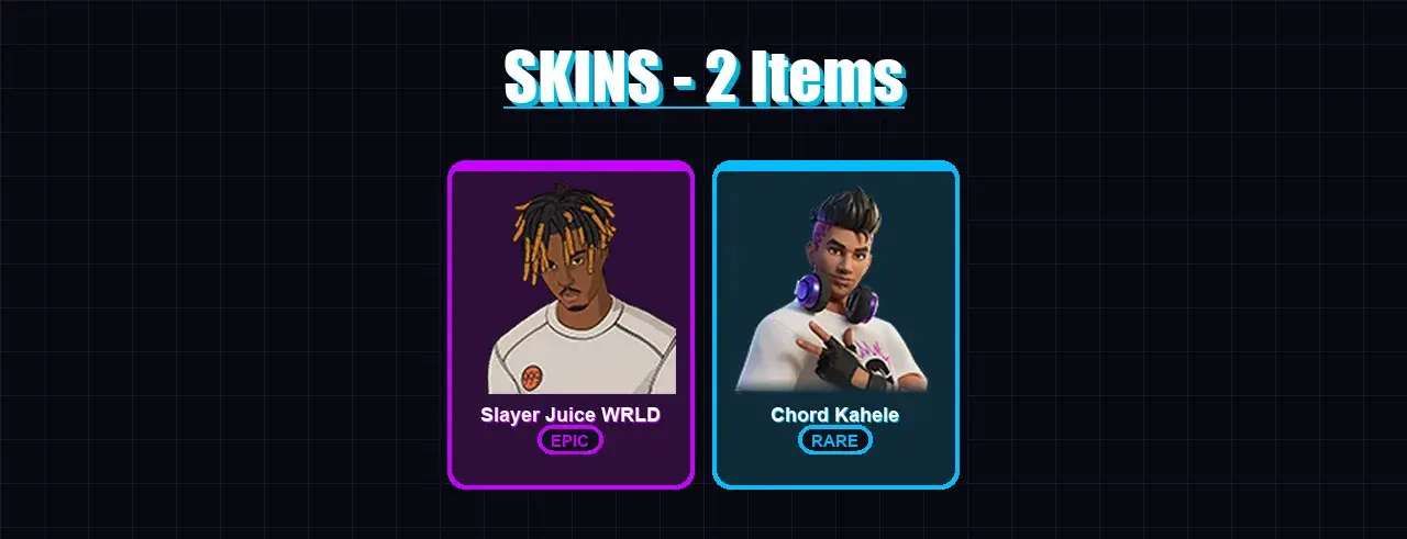 [PC/XBOX/PSN] | Slayer Juice WRLD | Chord Kahele | 2 skin | 2 pickaxe | 1 emote | 5 glider | Lv13 — main preview