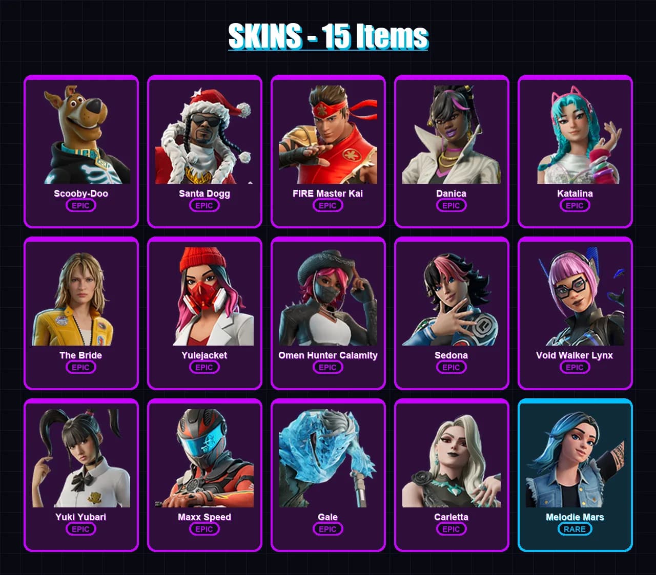 [PC/XBOX/PSN] | Scooby-Doo | Santa Dogg | FIRE Master Kai | Danica | Katalina | 15 skin | 30 pickaxe | 10 emote | 14 glider | Lv139 — main preview