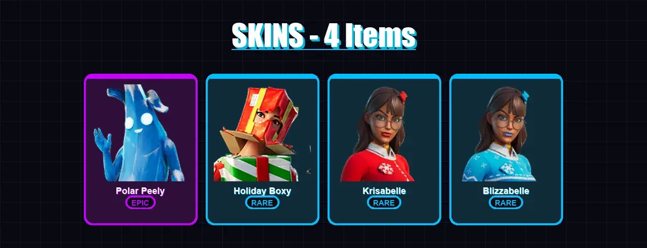 [PC/XBOX/PSN] | Polar Peely | Holiday Boxy | Krisabelle | Blizzabelle | 4 skin | 10 pickaxe | 5 emote | 13 glider | Lv135 — anteprima principale