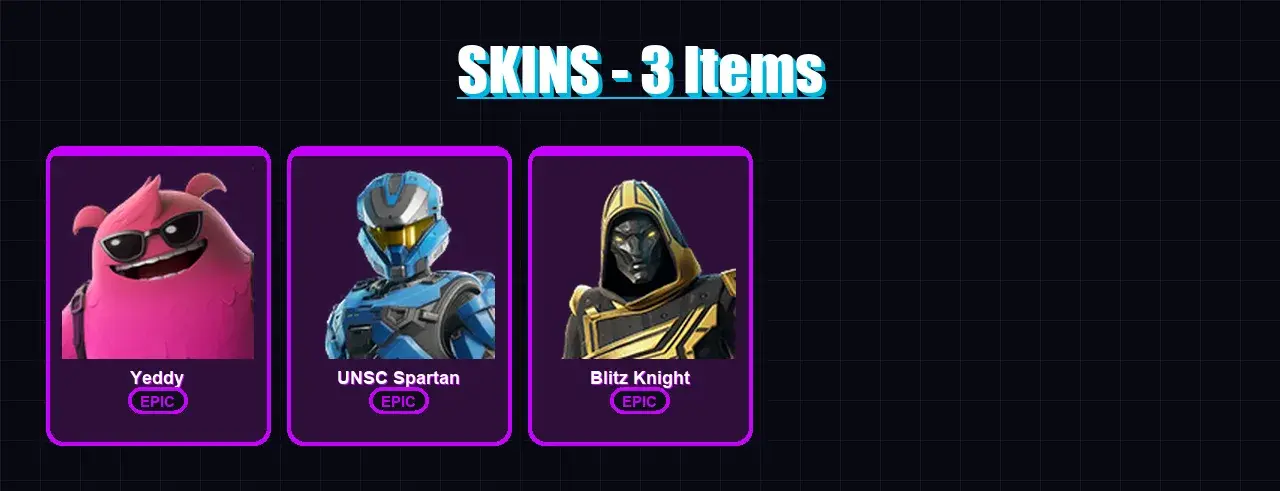 [PC/PSN] | Yeddy | UNSC Spartan | Blitz Knight | 3 skin | 27 pickaxe | 12 emote | 19 glider | Lv217 — 메인 미리보기