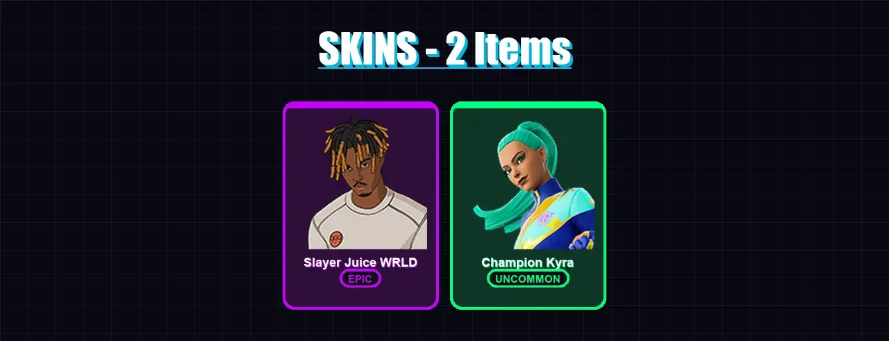 [PC/PSN] | Slayer Juice WRLD | Champion Kyra | 2 skin | 12 pickaxe | 11 emote | 9 glider | Lv167 — основное превью