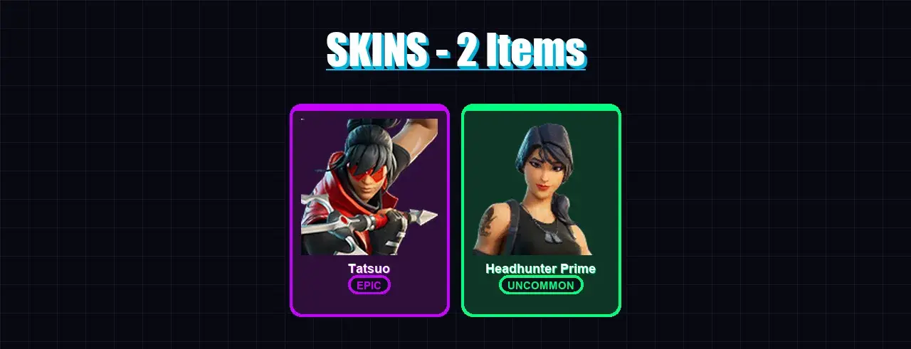 [PC/XBOX/PSN] | Tatsuo | Headhunter Prime | 2 skin | 7 pickaxe | 3 emote | 9 glider | Lv117 — основное превью