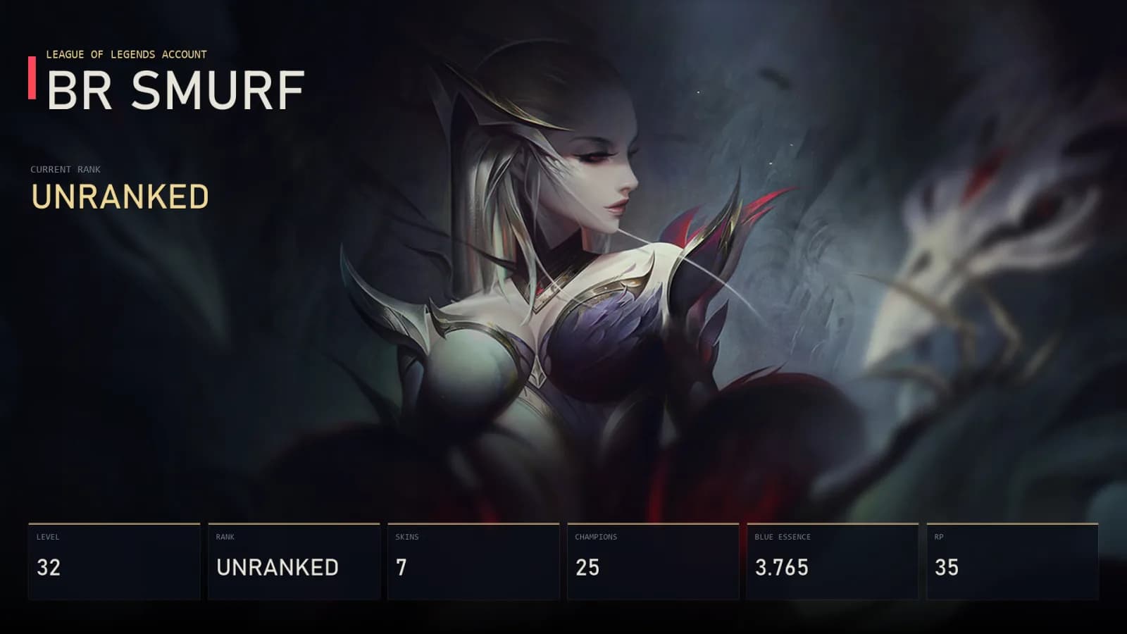 BR | Lv32 | Unranked | 7 Skin | 25 Champion — main preview