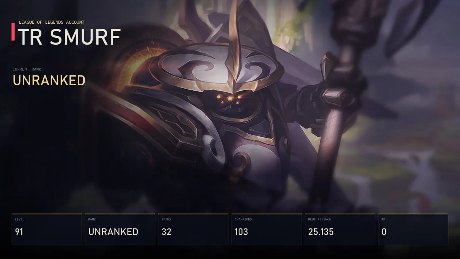 TR | Lv91 | Unranked | 32 Skin | 103 Champion — main preview