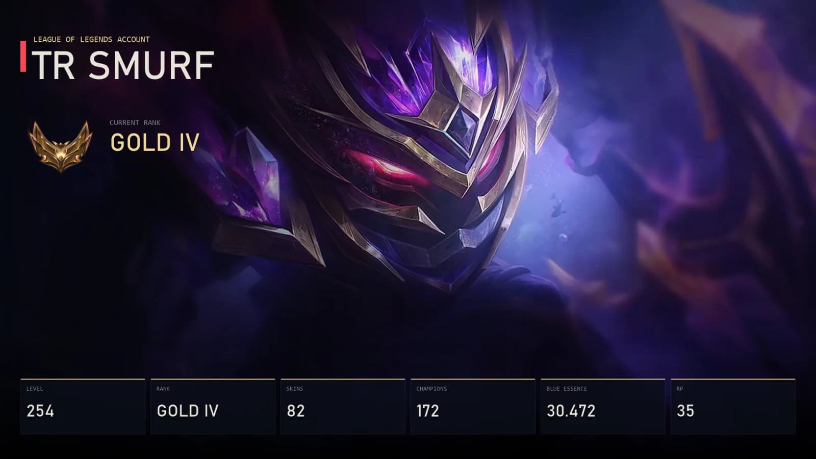 TR | Lv254 | Gold IV | 82 Skin | 172 Champion — main preview