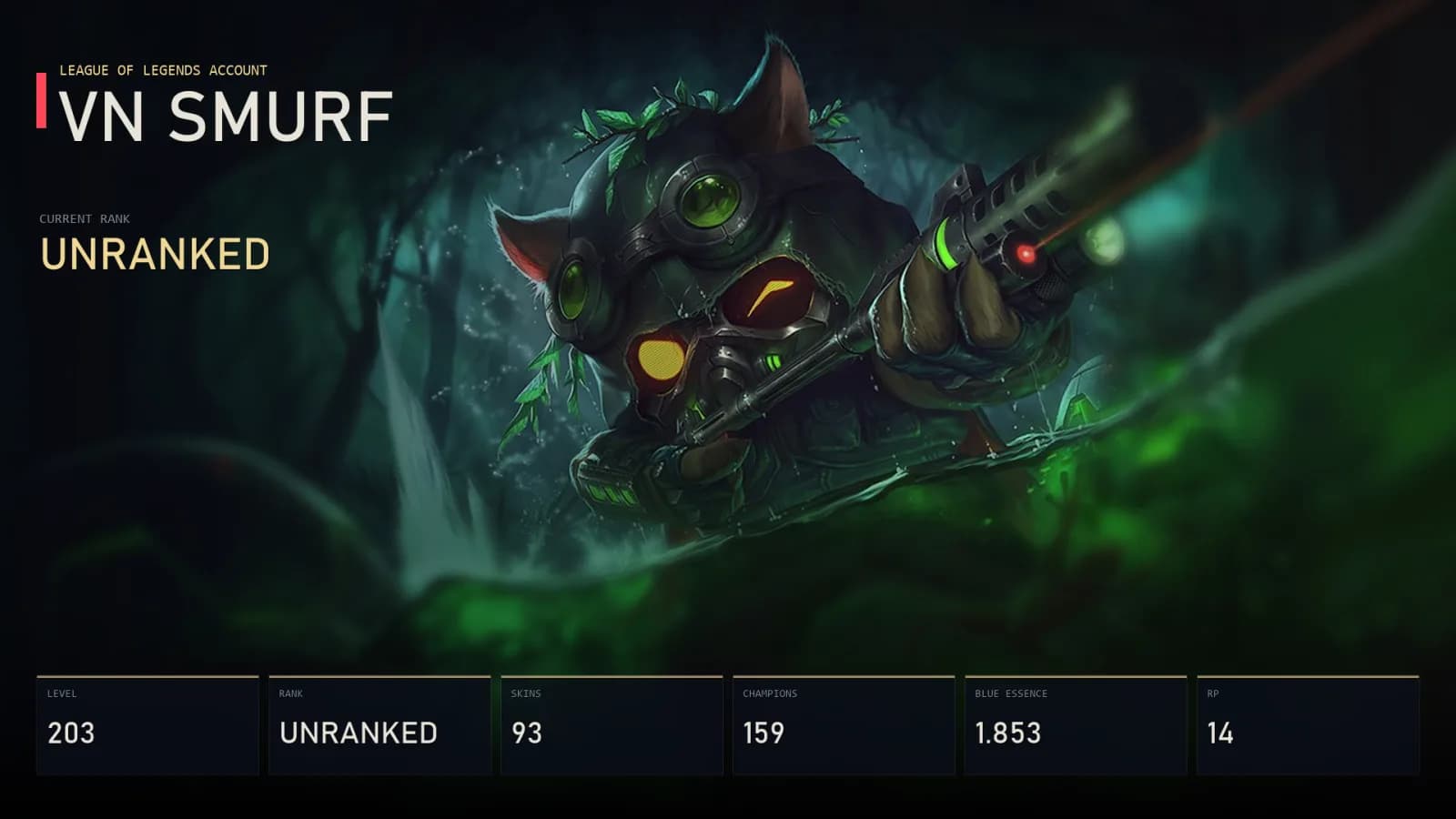 VN | Lv203 | Unranked | 93 Skin | 159 Champion — main preview