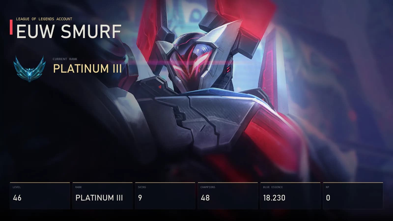 EUW | Lv46 | Platinum III | 9 Skin | 48 Champion — main preview