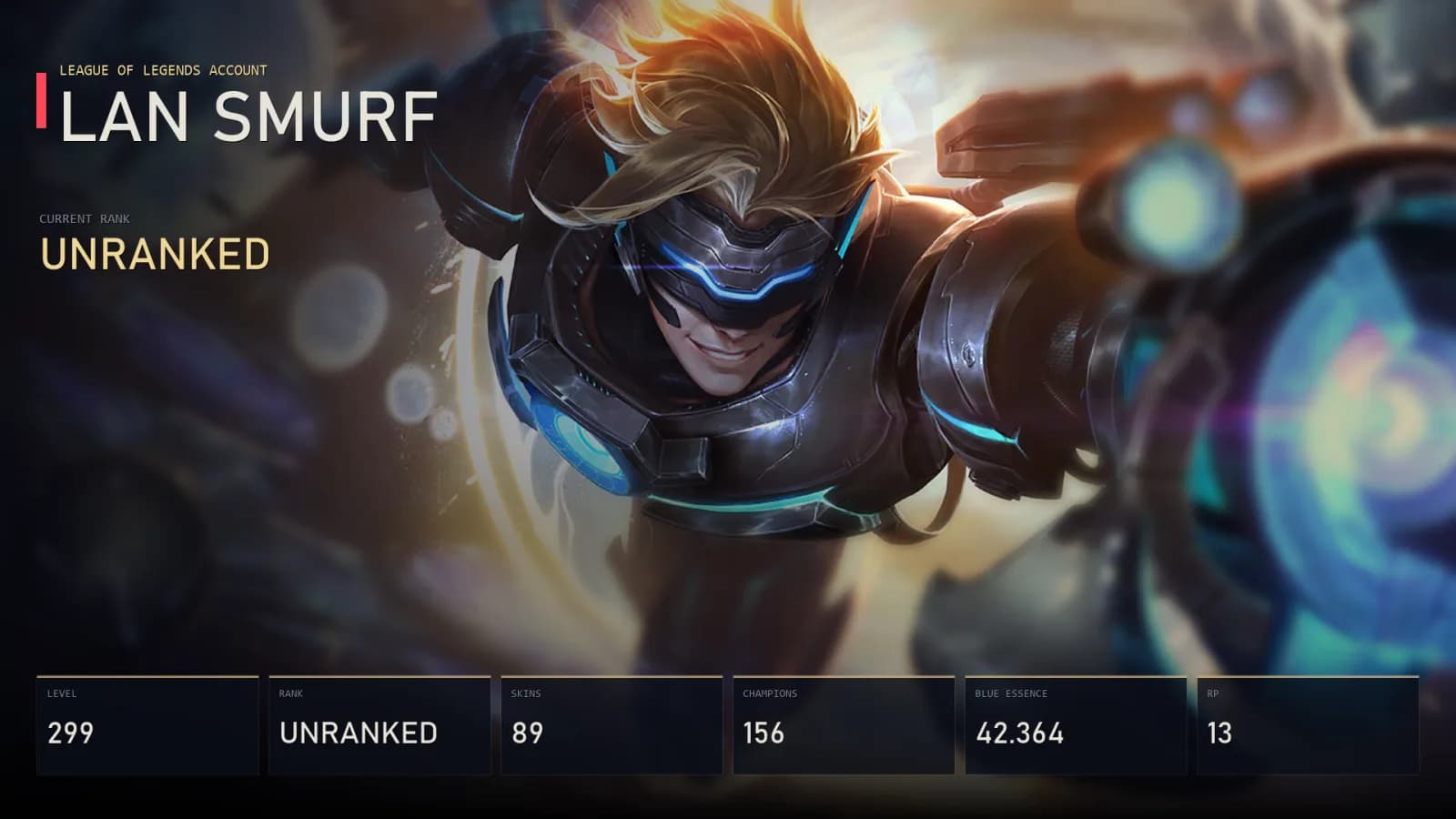 LAN | Lv299 | Unranked | 89 Skin | 156 Champion — main preview