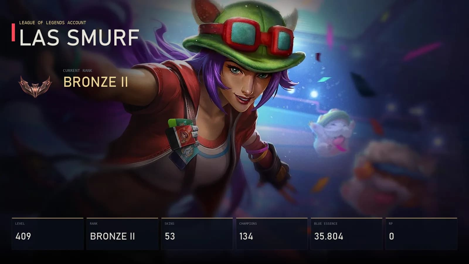 LAS | Ann-Sivir-sary | Brolaf | Dragon Trainer Heimerdinger | Dark Star Thresh | Lunar Guardian Warwick | Bronze II | 53 Skin | 134 Champion — основное превью