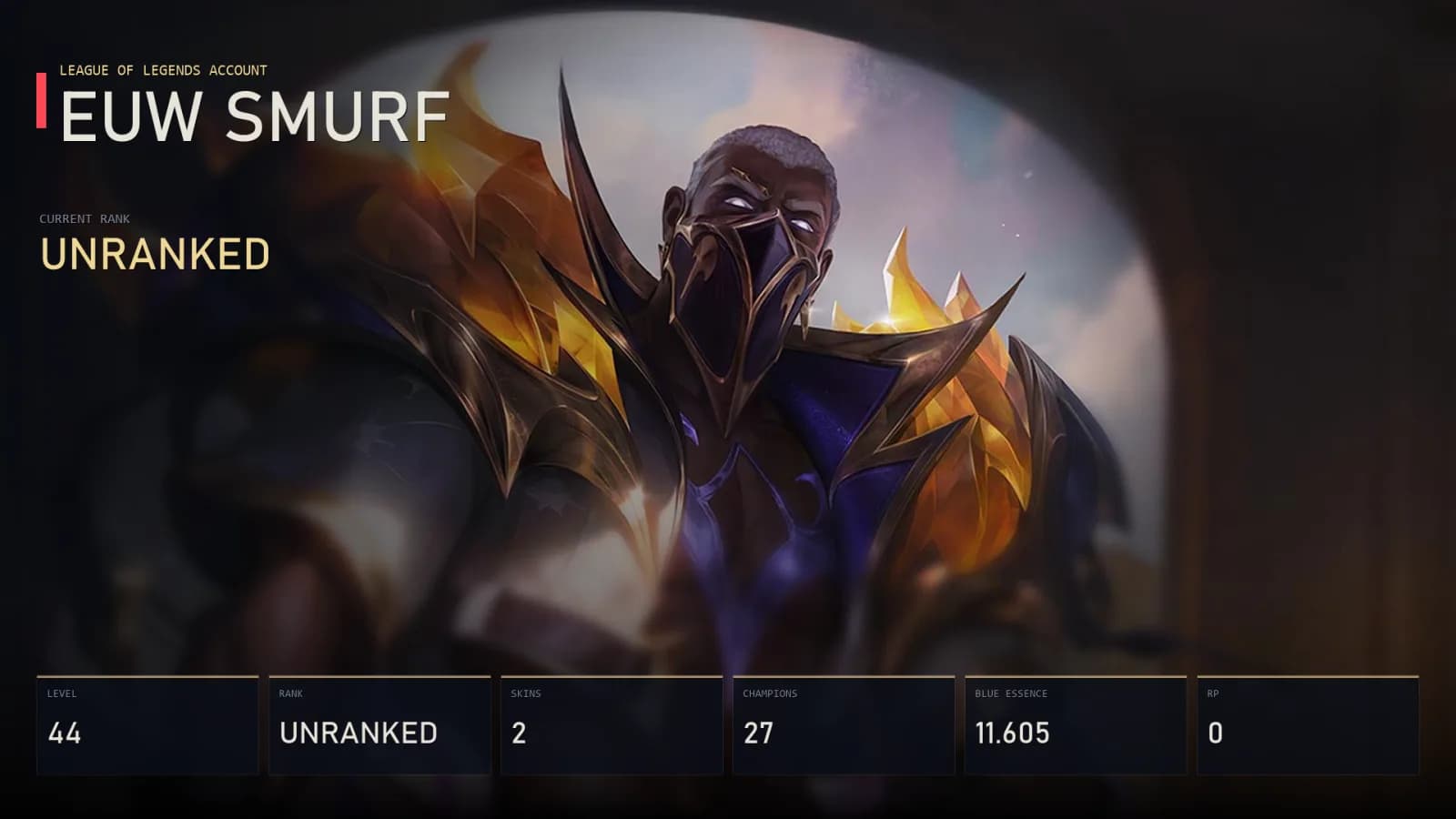 EUW | Lv44 | Unranked | 2 Skin | 27 Champion — main preview