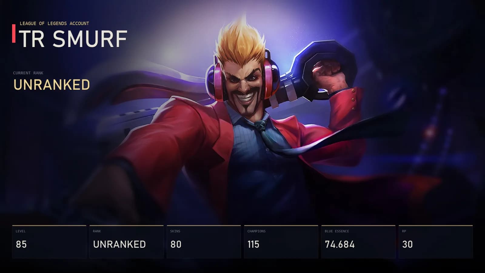 TR | Lv85 | Unranked | 80 Skin | 115 Champion — main preview