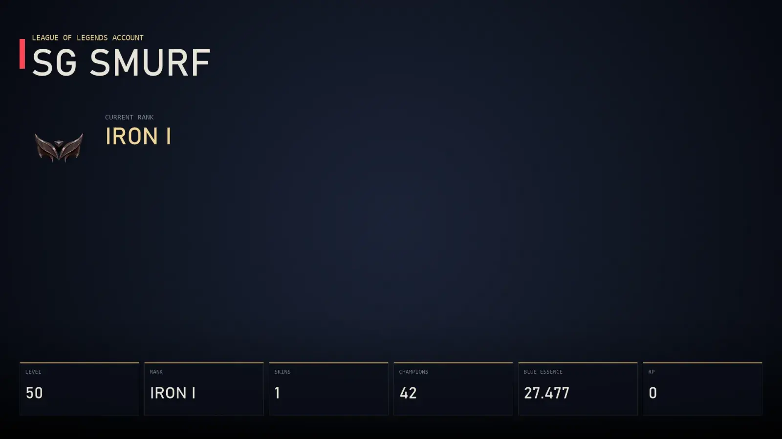 SG | Iron I | 1 Skin | 42 Champion — główny podgląd