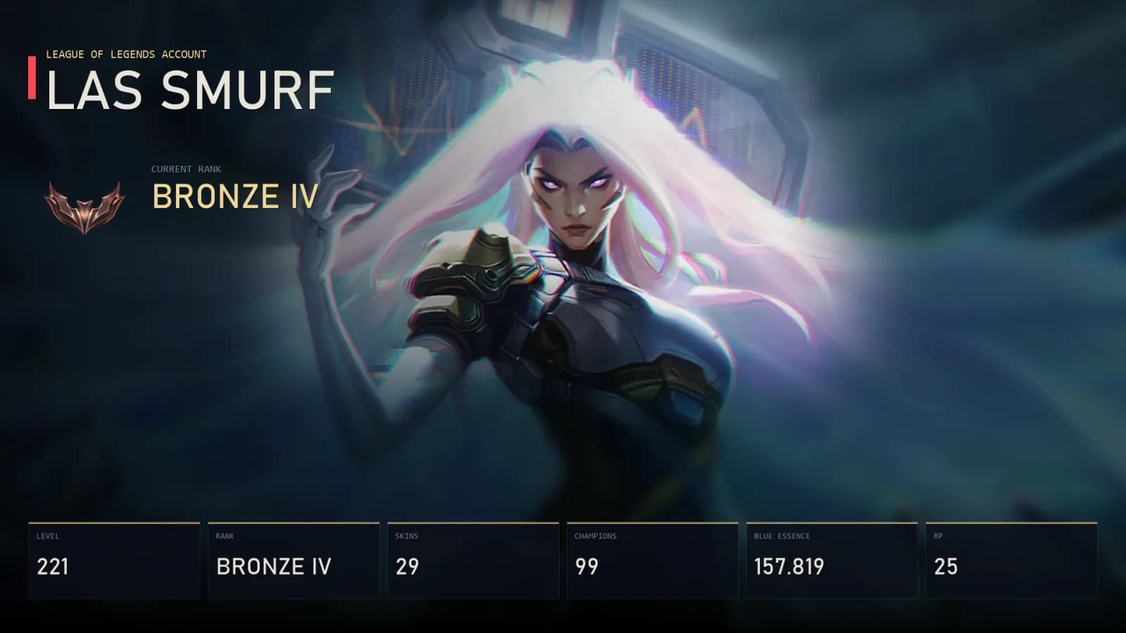 LAS | Lv221 | Bronze IV | 29 Skin | 99 Champion — main preview