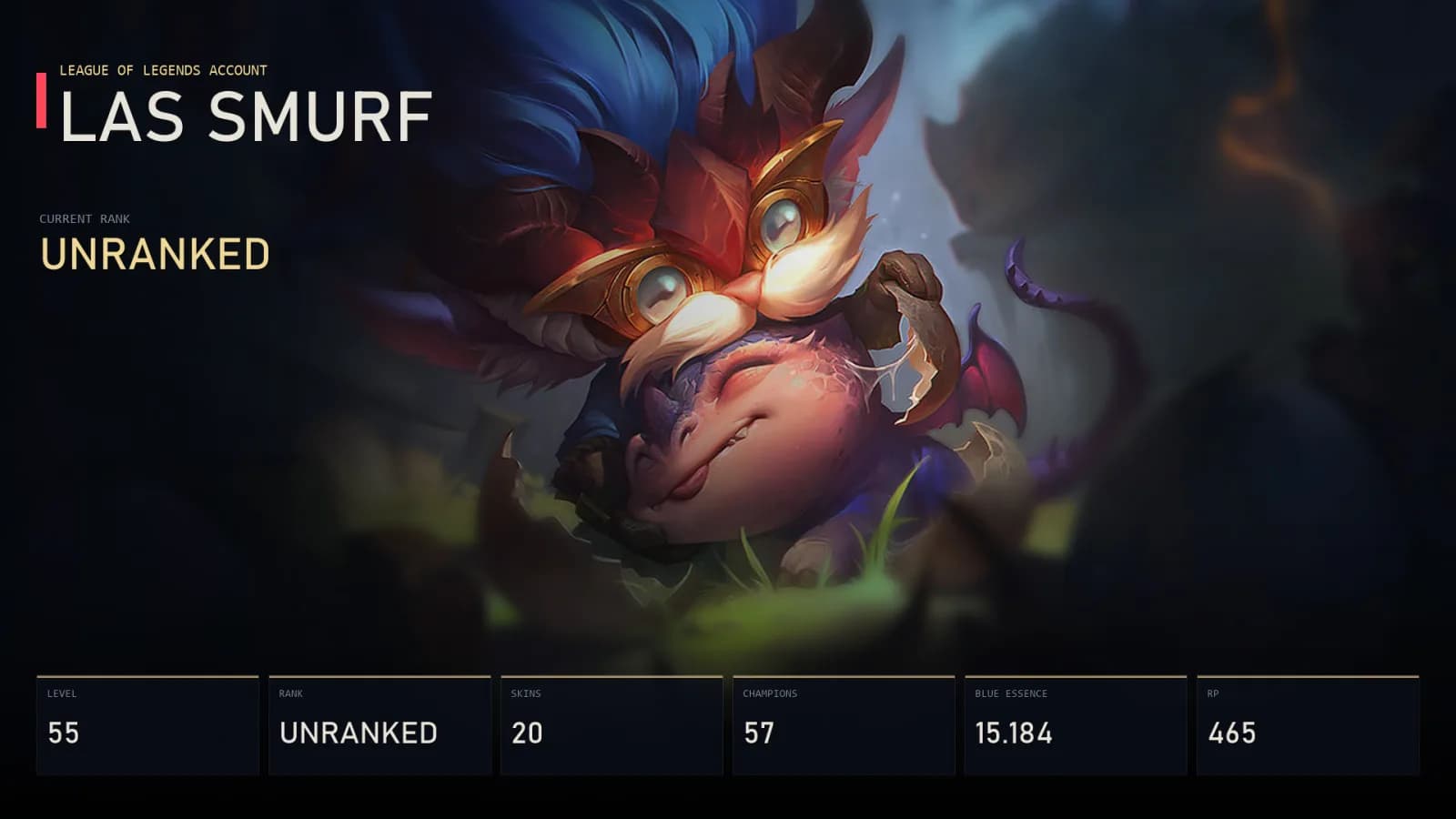 LAS | Lv55 | Unranked | 20 Skin | 57 Champion — main preview