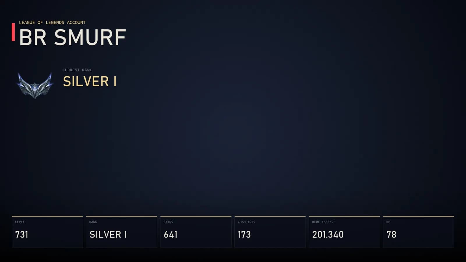 BR | Lv731 | Silver I | 641 Skin | 173 Champion — ana önizleme