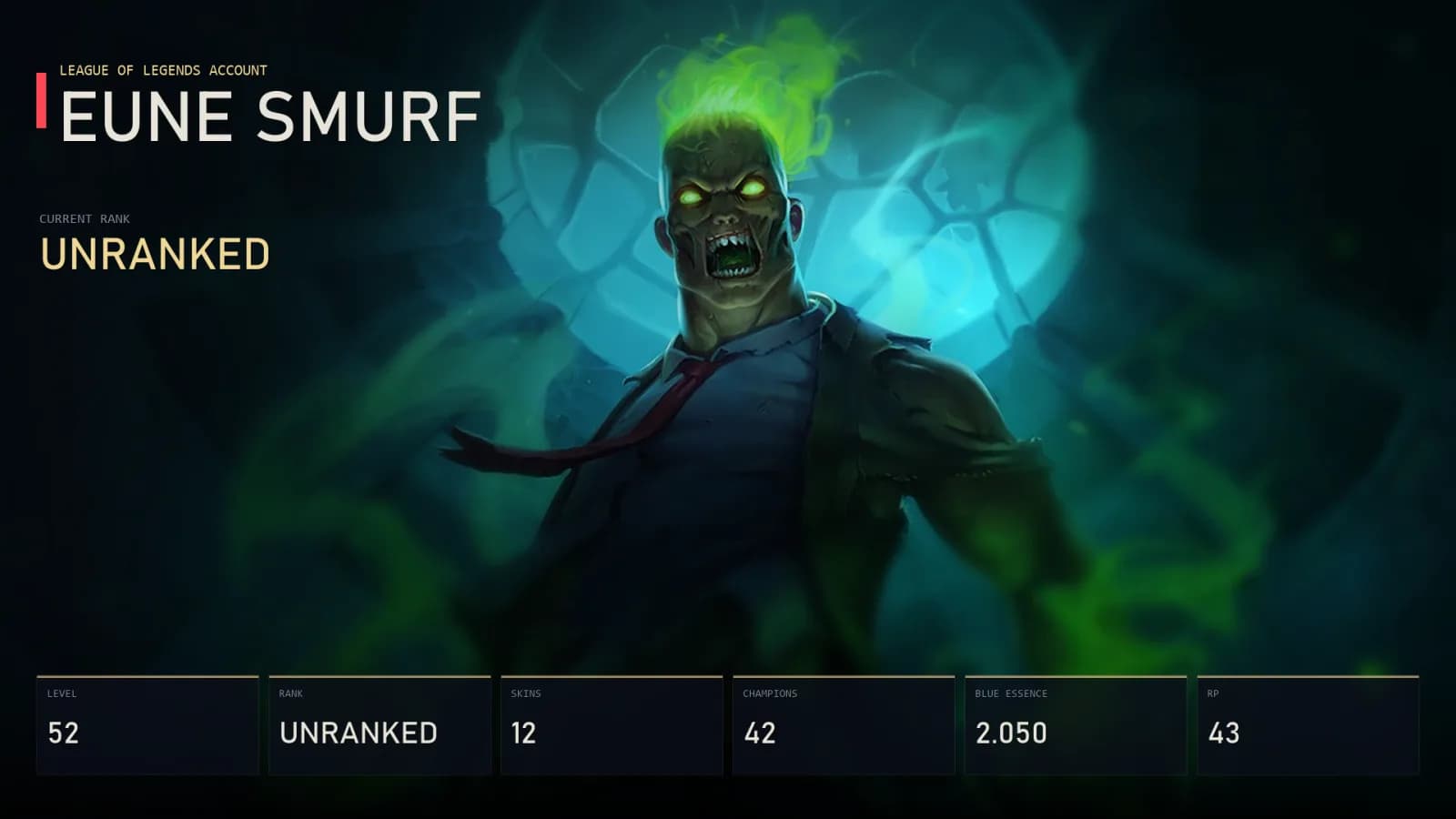 EUNE | Lv52 | Unranked | 12 Skin | 42 Champion — main preview