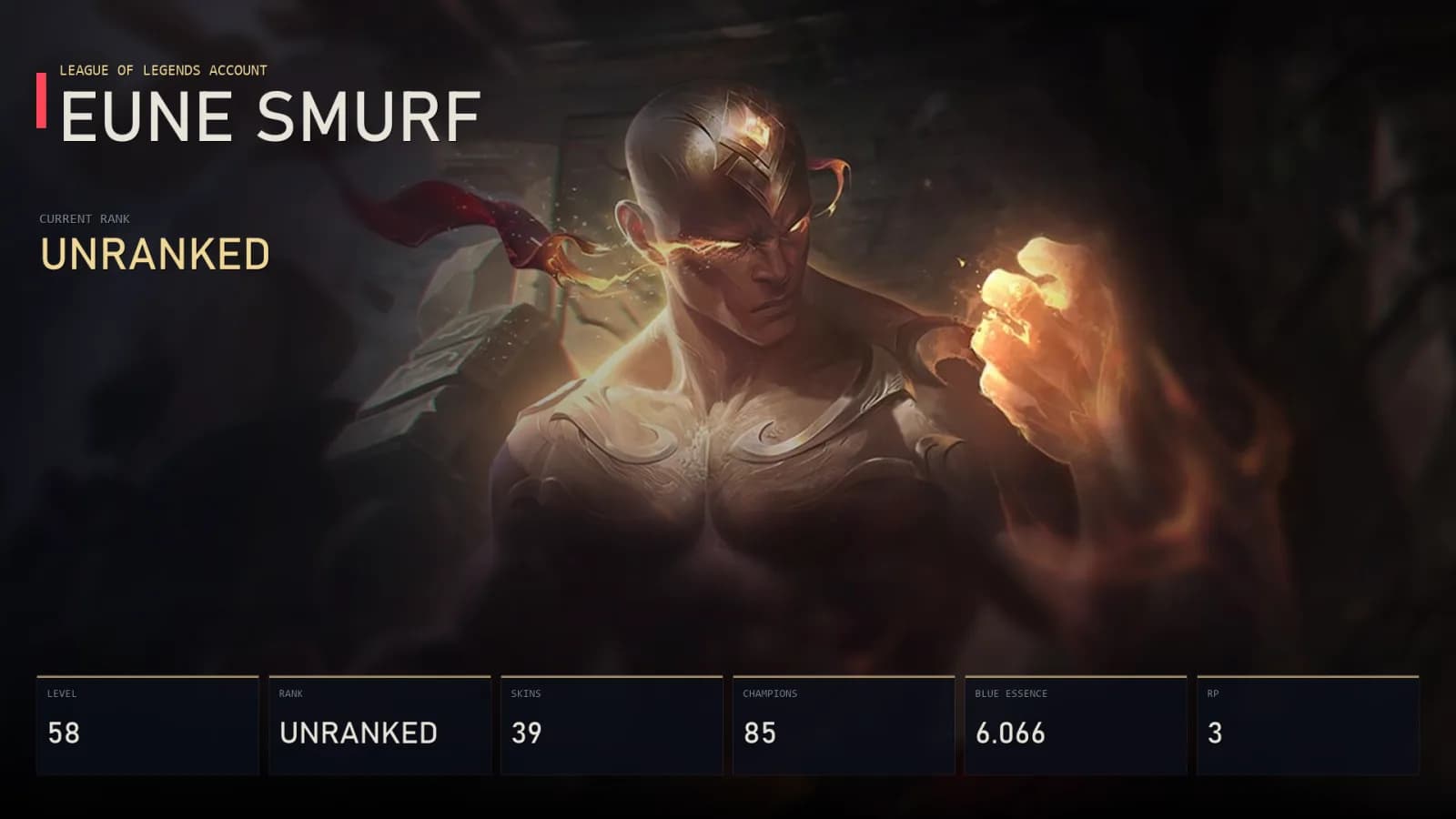 EUNE | Lv58 | Unranked | 39 Skin | 85 Champion — main preview