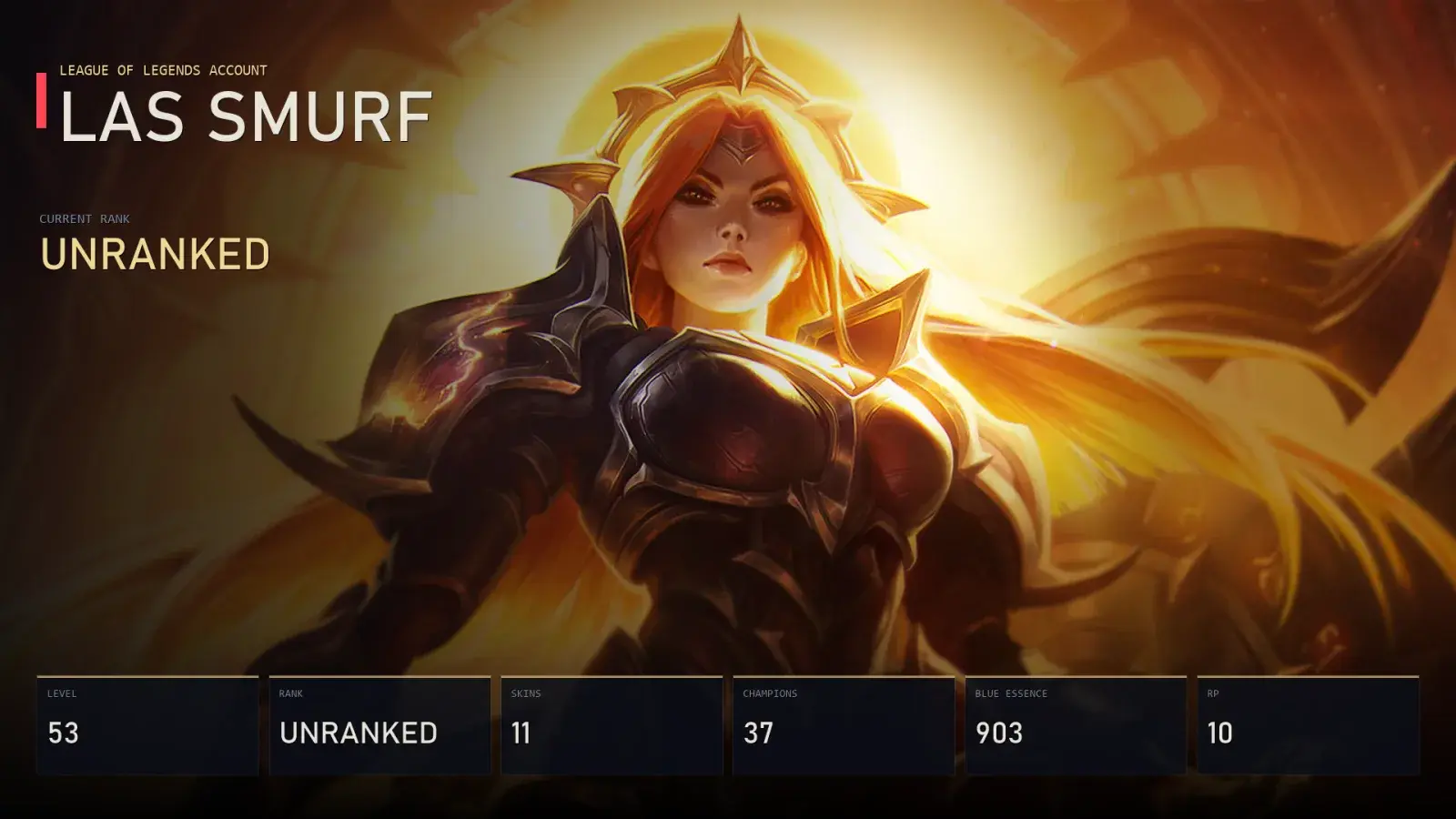 LAS | Solar Eclipse Leona | Winter Wonder Soraka | Pajama Guardian Ezreal | Victorious Aatrox | Riot Kayle | Unranked | 11 Skin | 37 Champion — vista previa principal