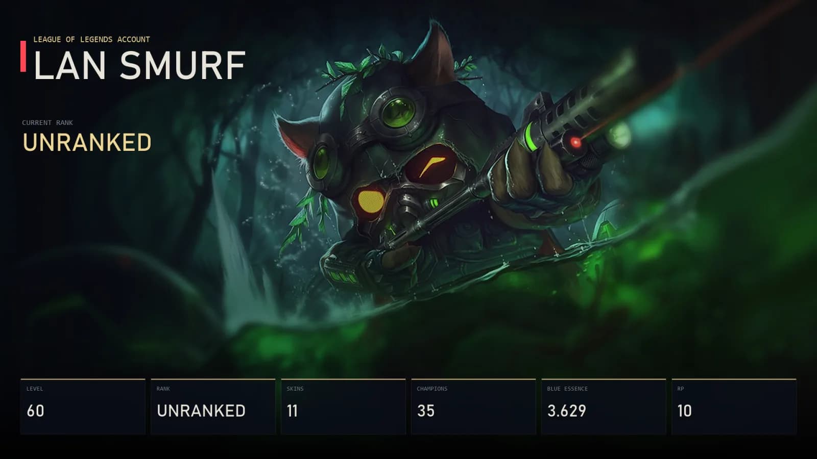 LAN | Lv60 | Unranked | 11 Skin | 35 Champion — main preview