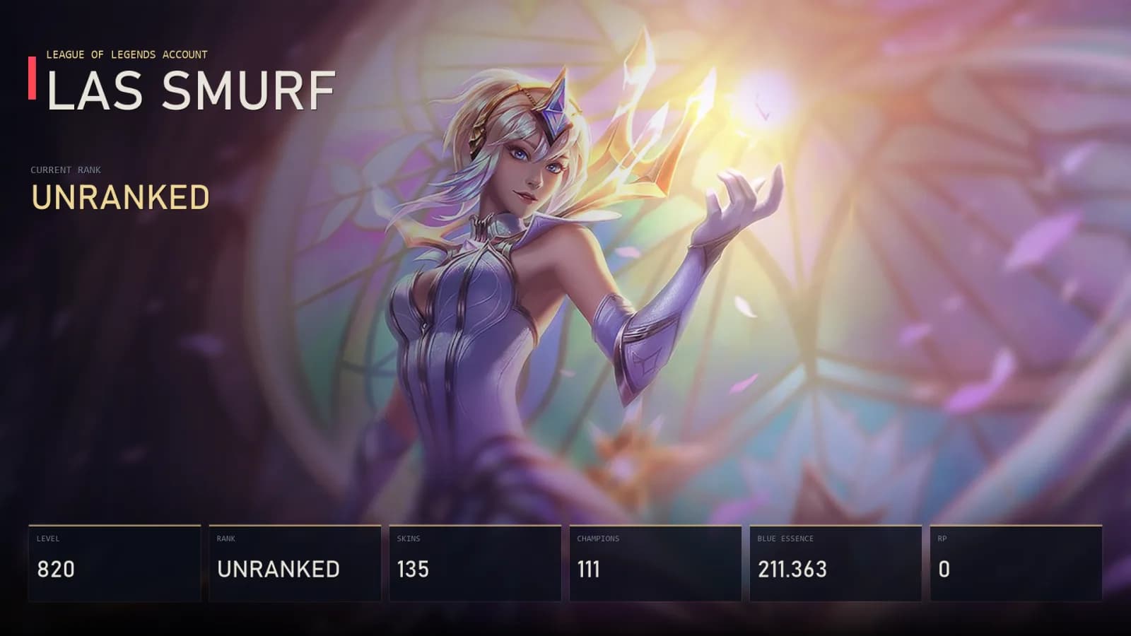LAS | Lv820 | Unranked | 135 Skin | 111 Champion — main preview