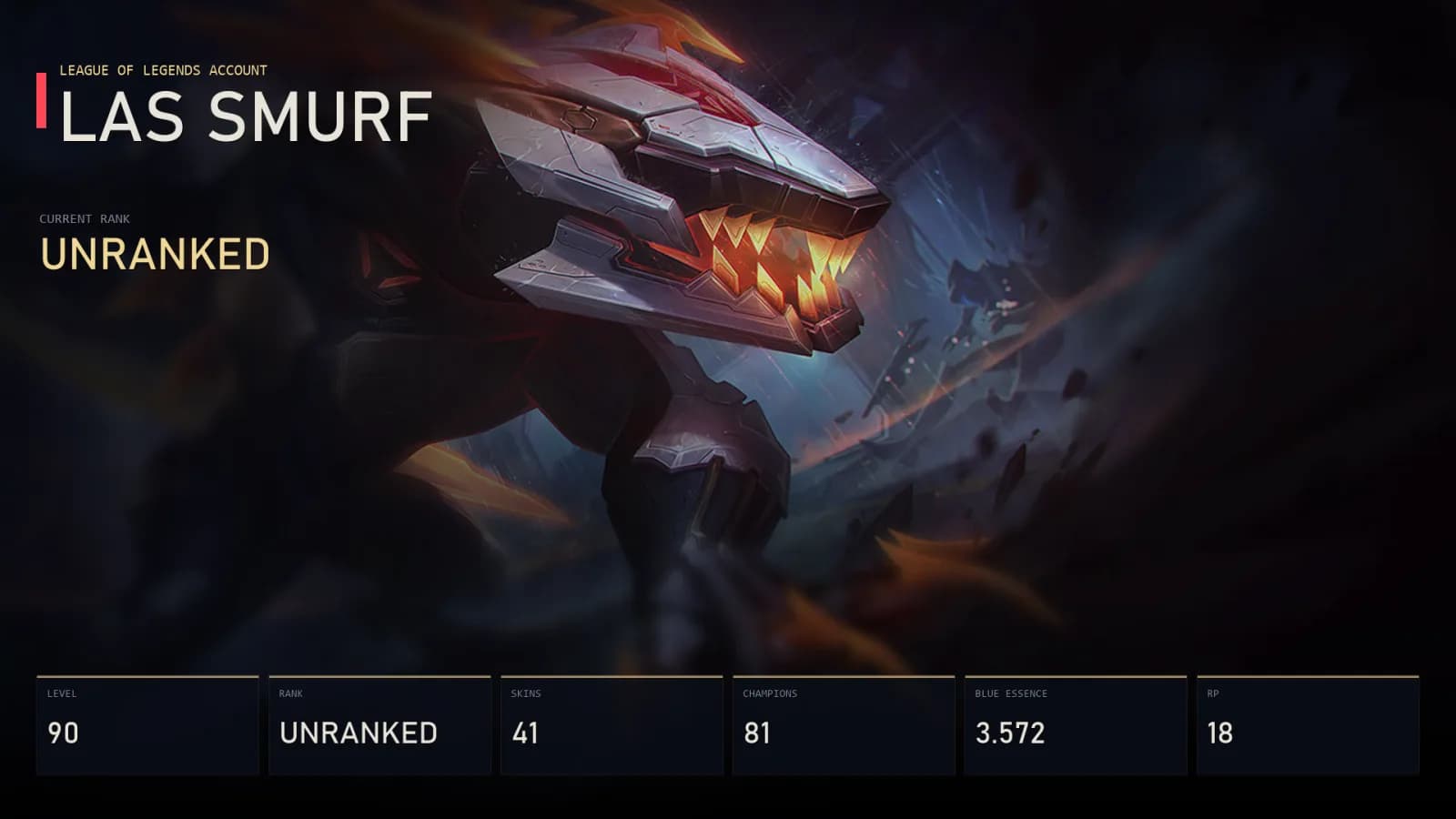 LAS | PROJECT: Renekton | Pumpkin Prince Amumu | Warring Kingdoms Garen | Little Devil Fizz | Heartseeker Jinx | Unranked | 41 Skin | 81 Champion — المعاينة الرئيسية