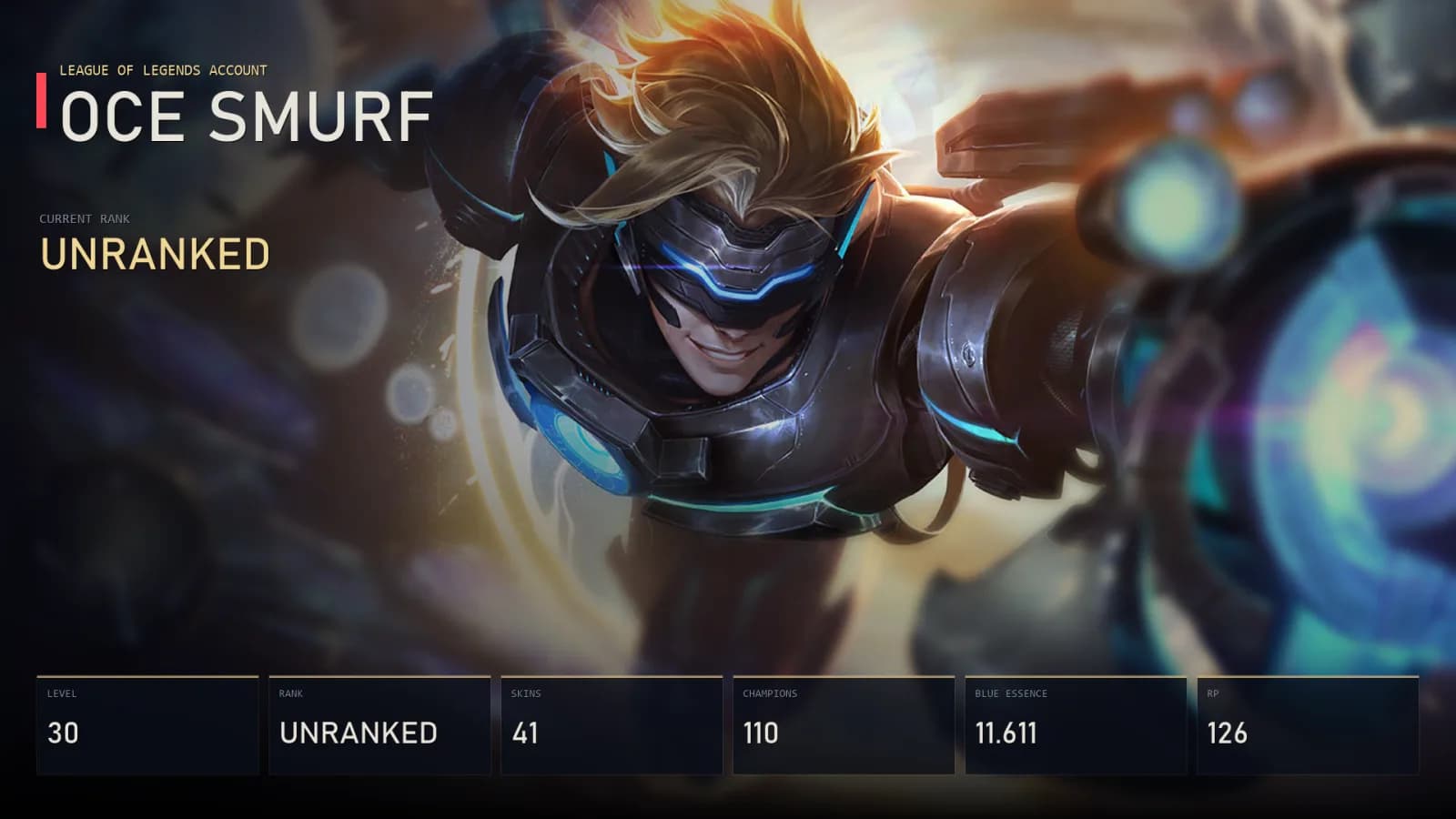 OCE | Pulsefire Ezreal | Zombie Brand | Dragon Trainer Tristana | Gentleman Cho'Gath | Blackfrost Anivia | Unranked | 41 Skin | 110 Champion — Hauptvorschau