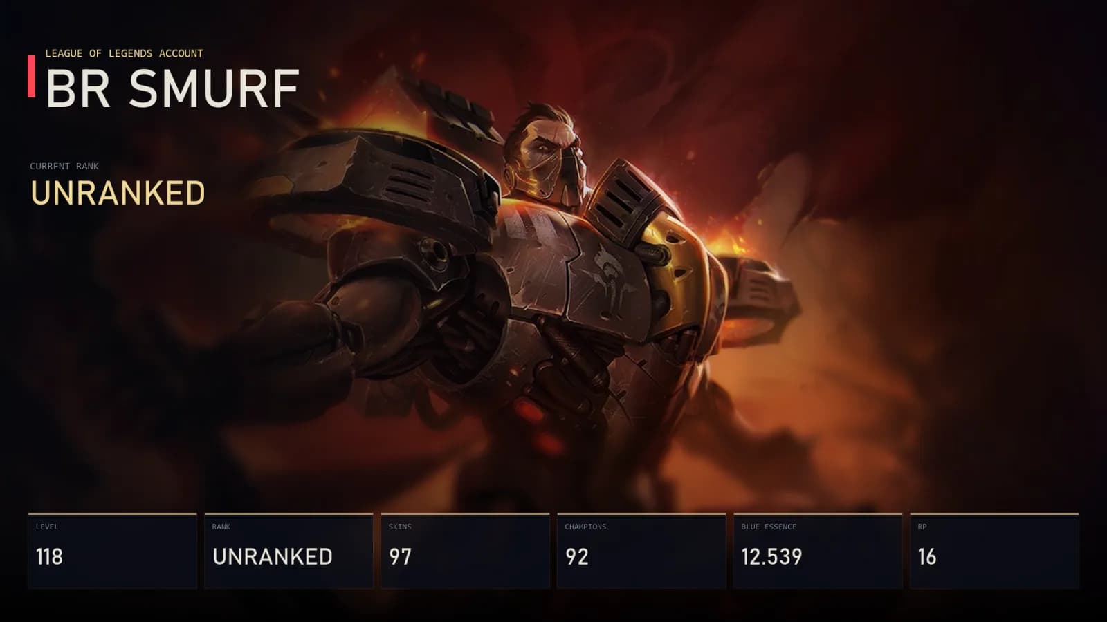 BR | Lv118 | Unranked | 97 Skin | 92 Champion — main preview