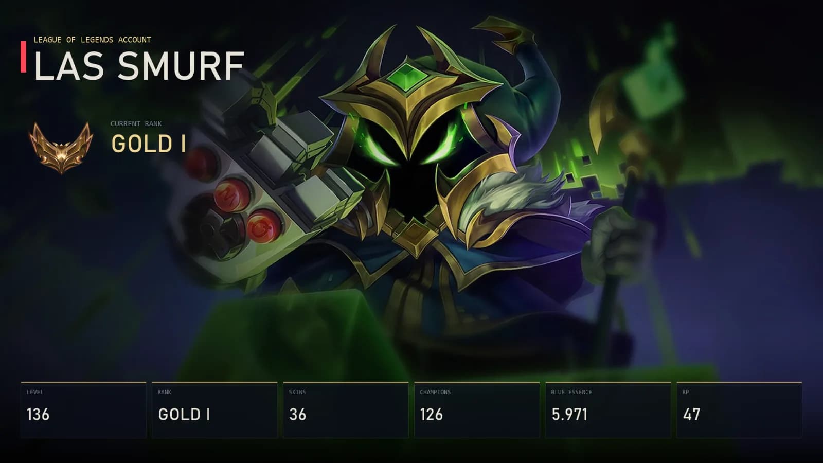 LAS | Lv136 | Gold I | 36 Skin | 126 Champion — main preview