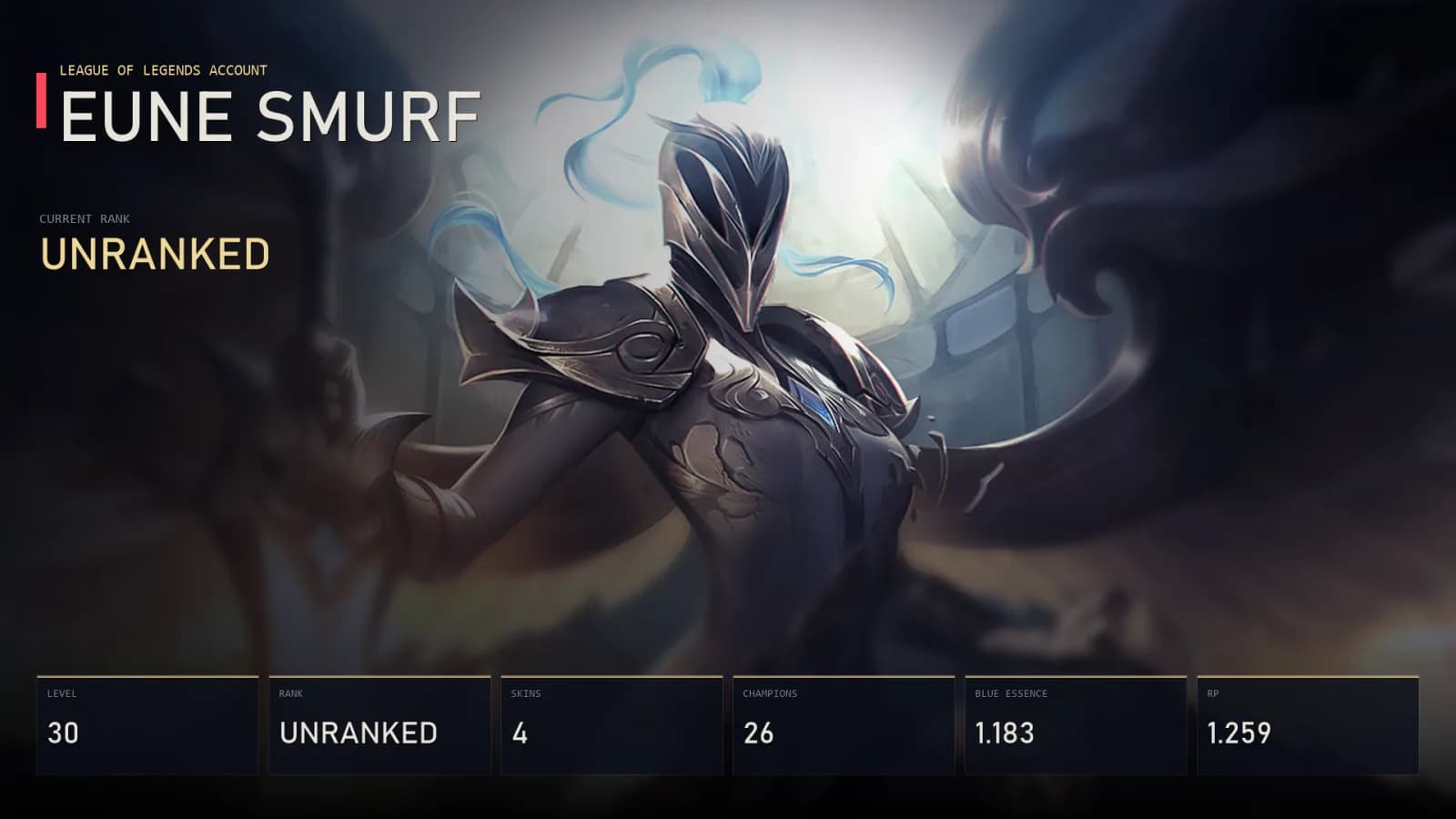 EUNE | Lv30 | Unranked | 4 Skin | 26 Champion — main preview