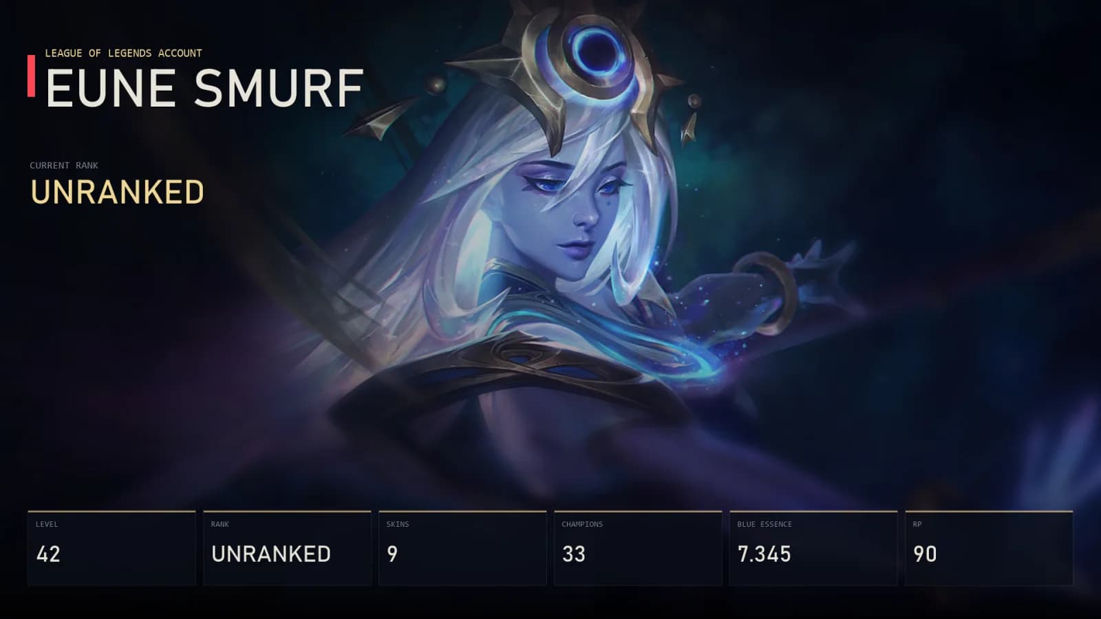EUNE | Lv42 | Unranked | 9 Skin | 33 Champion — main preview