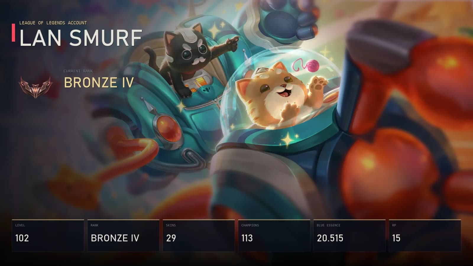 LAN | Space Groove Blitz & Crank | Firecracker Sejuani | Death Sworn Zed | Sweetheart Xayah | PsyOps Kayle | Bronze IV | 29 Skin | 113 Champion — основное превью