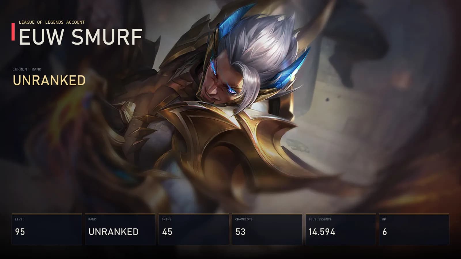 EUW | Lv95 | Unranked | 45 Skin | 53 Champion — main preview
